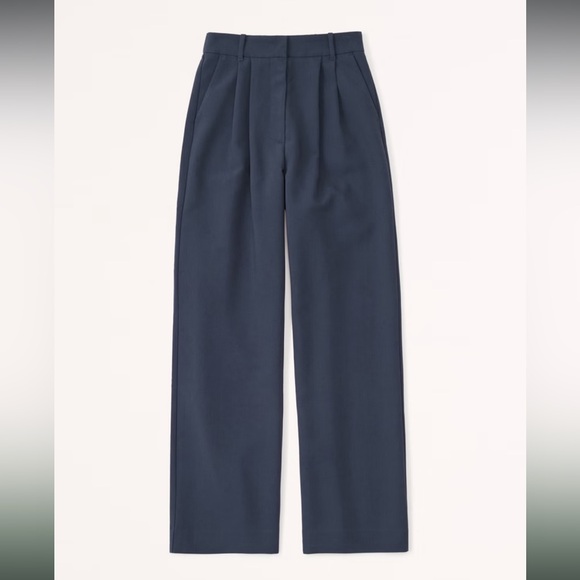 A&F Sloane Tailored Wide Leg Pant in Navy - Picture 7 of 12